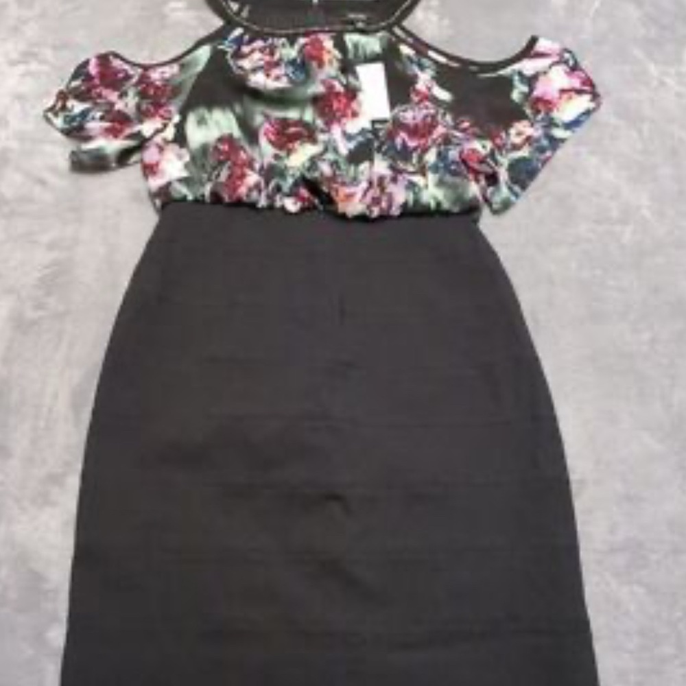Nicole Miller Vibrant Floral Cold Shoulder Dress NWT